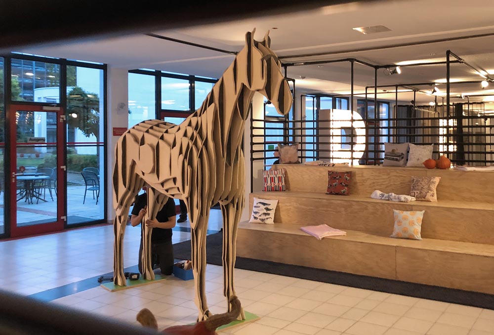 A horse in the lobby
