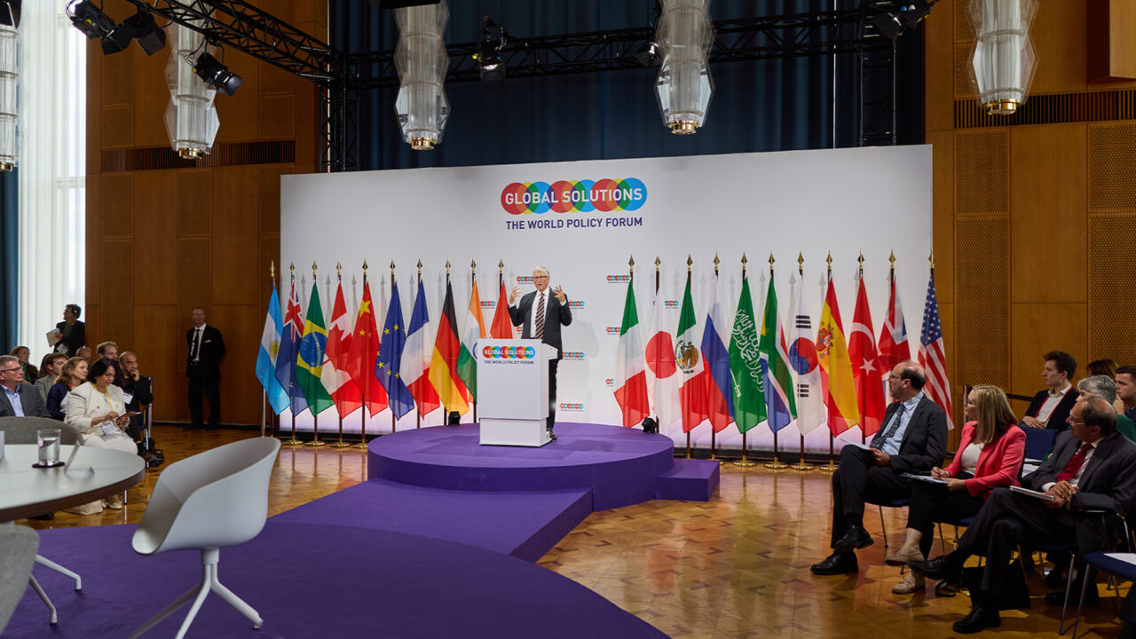 Bill Gates, Olaf Scholz und Robert Habeck zu Besuch beim Global Solution Summit in Berlin